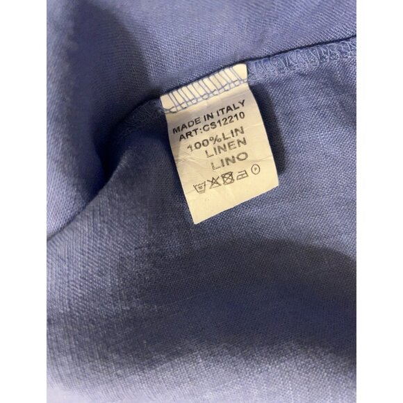 100 % Pure Linen Shirt Women Vintage Linen Made In Italy Embroidered Collar Sz M - Picture 6 of 11